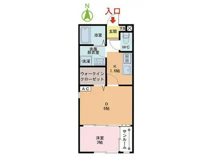 フライハイト文京(1DK/2階)の間取り写真