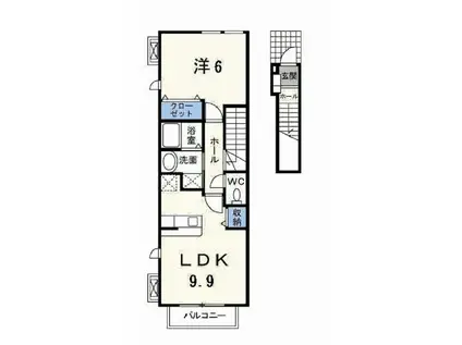 ビアンカンパーニュ A(1LDK/2階)の間取り写真