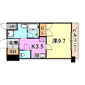 ショーソン上沢(1K/2階)の間取り写真