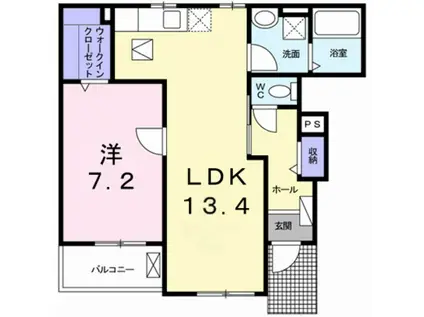 ビオラ・フィオーレ・辻井(1LDK/1階)の間取り写真