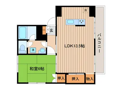 安養寺アパート(1LDK/1階)の間取り写真