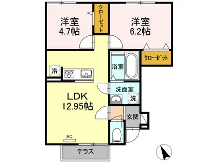 アネックスII(2LDK/1階)の間取り写真