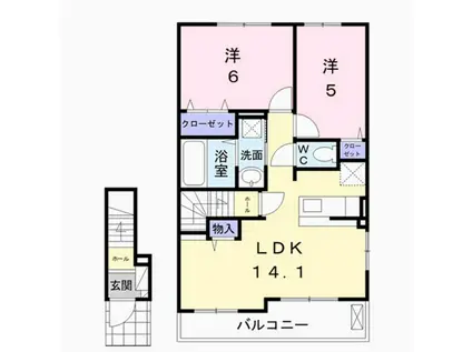 クラールグレイス A(2LDK/2階)の間取り写真