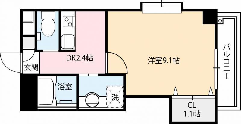 パルムドール(1K/2階)の間取り写真