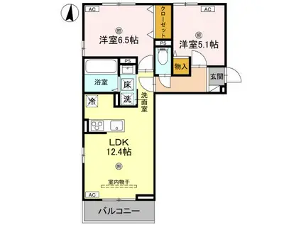 D-REGALO日光S(2LDK/1階)の間取り写真