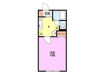 JR越後線 小針駅 車で10分 2階建 築22年(1K/1階)の間取り写真