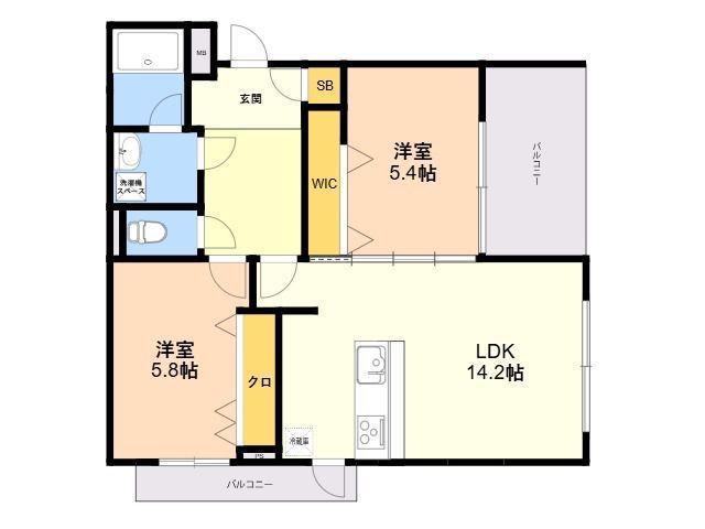 HEIRESS HIRAO(2LDK/4階)の間取り写真