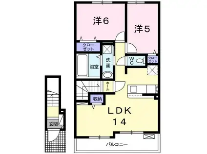 メゾン寺角 EST(2LDK/2階)の間取り写真