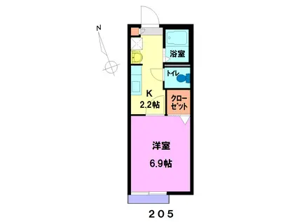 オーベルジュ・アン(1LDK/2階)の間取り写真