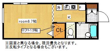 グランドステージ(1K/2階)の間取り写真
