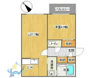 DIOGRACIA MIYANOSAWA(1LDK/2階)の間取り写真