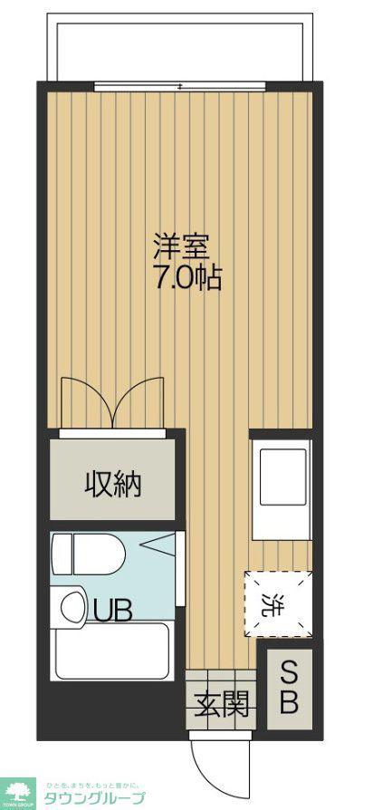 フラワーハイツB(1K/1階)の間取り写真