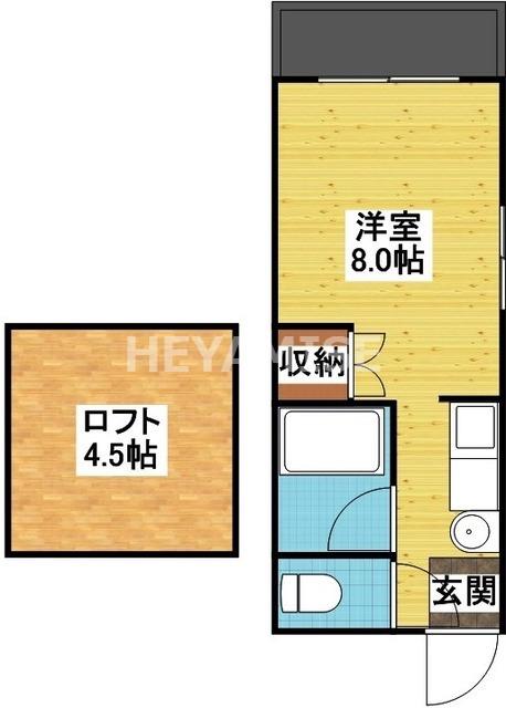 スカイコート錦(ワンルーム/2階)の間取り写真