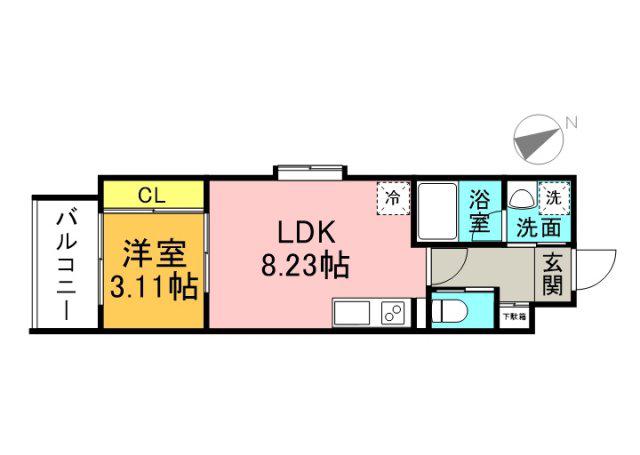 YELLSTAGE長束ウエスト(1LDK/4階)の間取り写真