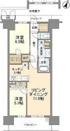 大阪ベイレジデンス(2LDK/3階)の間取り写真