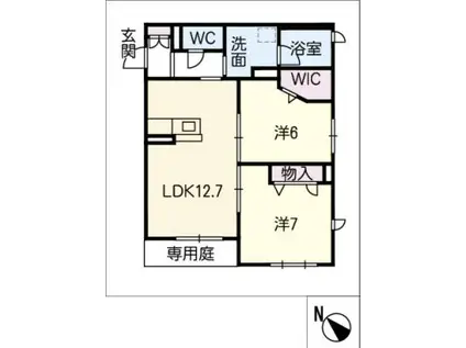 グランシャリオ乙輪(2LDK/1階)の間取り写真