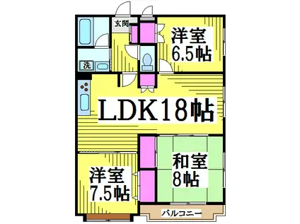 エレガント白糸台(3LDK/3階)の間取り写真