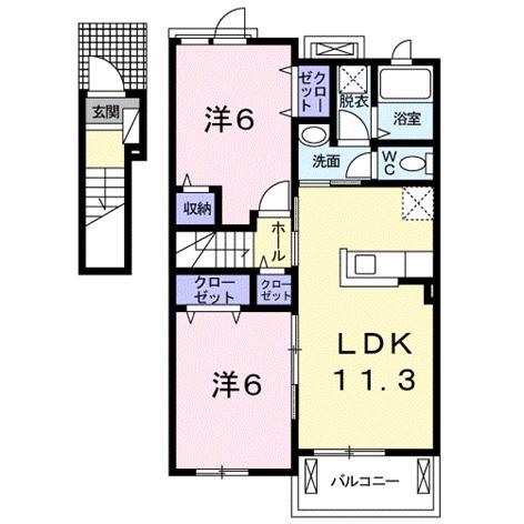ベル メゾン ディデアル(2LDK/2階)の間取り写真