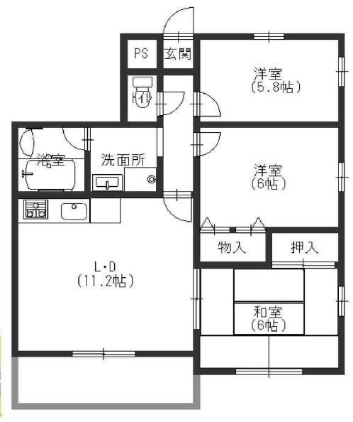 メゾン神港(3DK/5階)の間取り写真