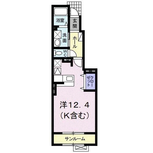 ガーネットガーデン(ワンルーム/1階)の間取り写真