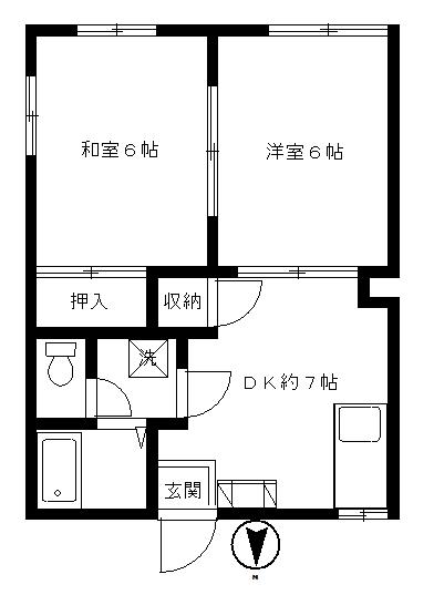 グレースコーポI(2DK/1階)の間取り写真
