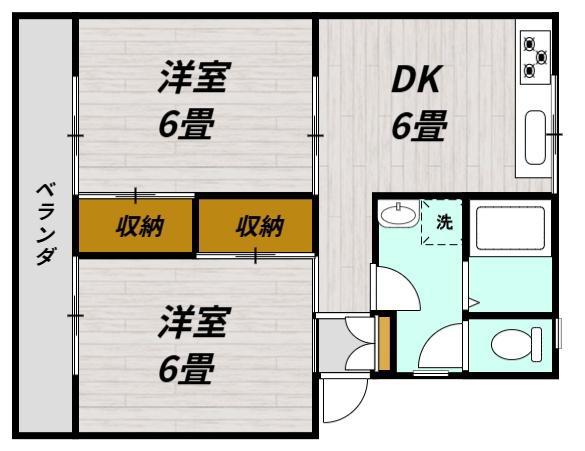シティーコートA棟(2DK/2階)の間取り写真
