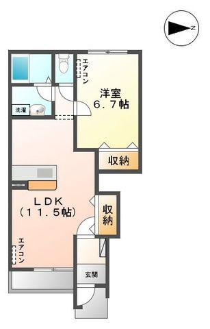 ウイングコート(1LDK/1階)の間取り写真