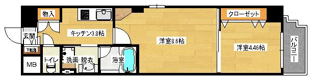 アルル国泰寺(1LDK/11階)の間取り写真