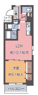 VISTA YUA(1LDK/4階)の間取り写真