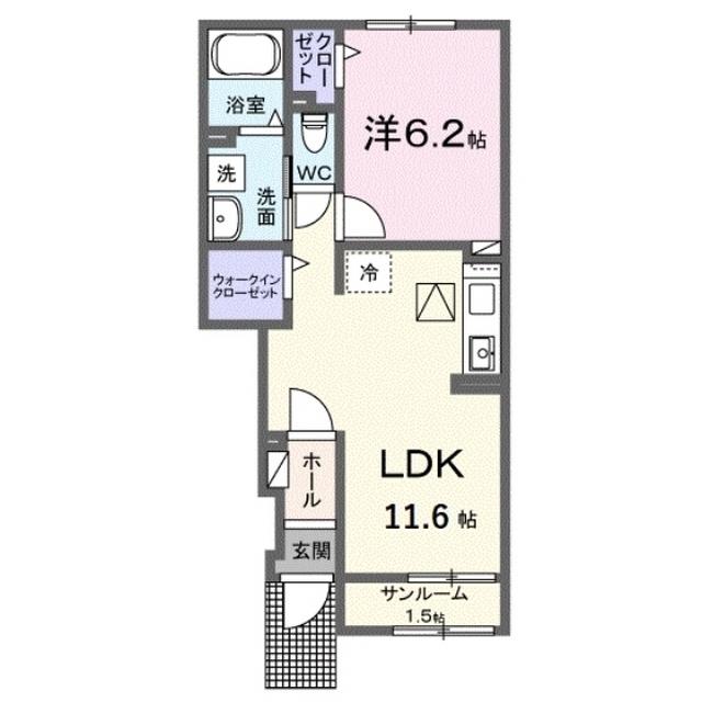 ヴィラ カルディア(1LDK/1階)の間取り写真