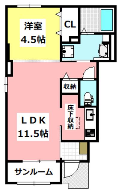 サンシャイン(1LDK/1階)の間取り写真