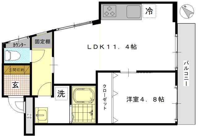 ノッティングヒル(1LDK/3階)の間取り写真
