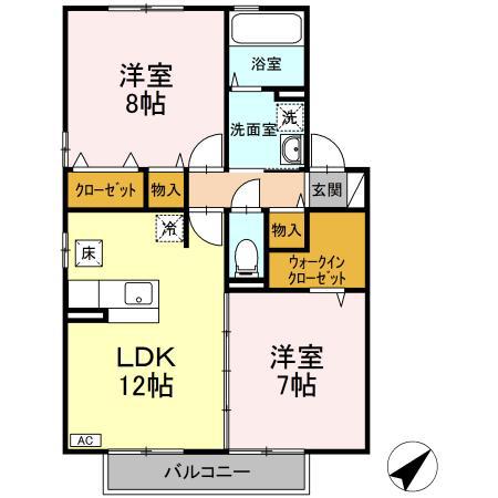 リビングタウン内郷(2LDK/1階)の間取り写真