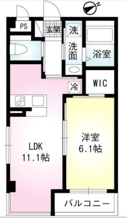 ウエストヒルズ(1LDK/4階)の間取り写真