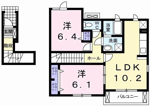 メイフラワー(2LDK/2階)の間取り写真
