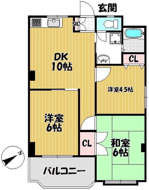 マルヨマンションIII(2SLDK/1階)の間取り写真