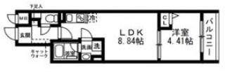 SOLASIA RESIDENCE 武蔵小山(1LDK/4階)の間取り写真
