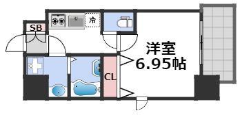フォーリアライズ難波シエロ(1K/6階)の間取り写真