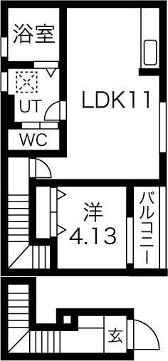 リーブルファイン中鶉(1LDK/2階)の間取り写真