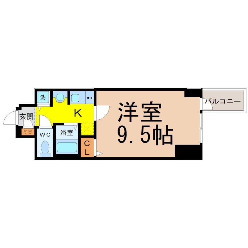 プレサンス東別院駅前コネクション(1K/8階)の間取り写真