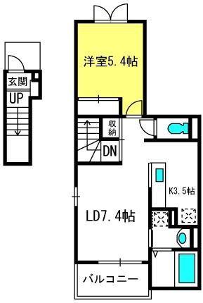 サンドリム(1LDK/2階)の間取り写真