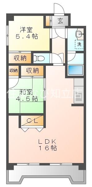 パークサイドNON・NO(2LDK/4階)の間取り写真
