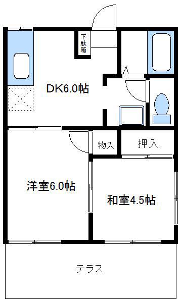 クリスタルハイツ(2DK/1階)の間取り写真