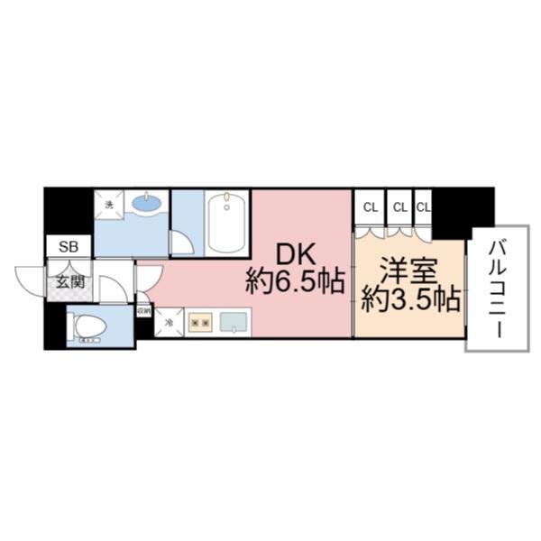 ザ・パークハビオ都島テラス(1DK/9階)の間取り写真