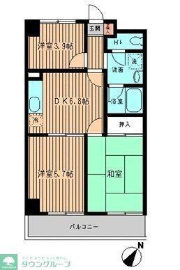 グリーンヒルホームズ(3DK/3階)の間取り写真
