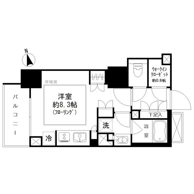 パークリュクス虎ノ門(ワンルーム/7階)の間取り写真