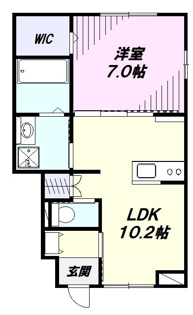 エクニール(1LDK/1階)の間取り写真
