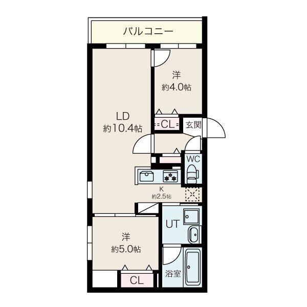 プエンテ発寒(2LDK/1階)の間取り写真