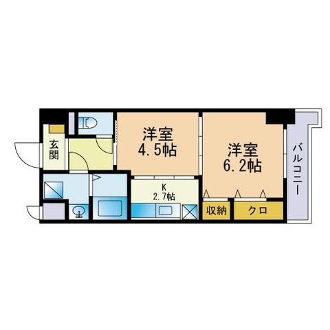 HF福岡レジデンスイースト(2K/4階)の間取り写真