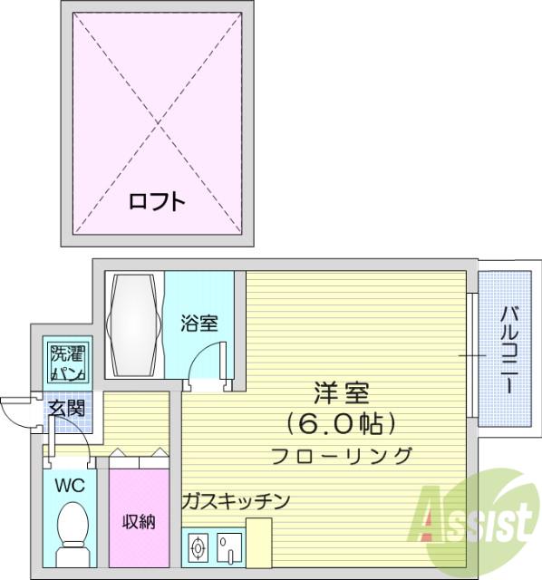アップルハウス中野栄B(ワンルーム/2階)の間取り写真